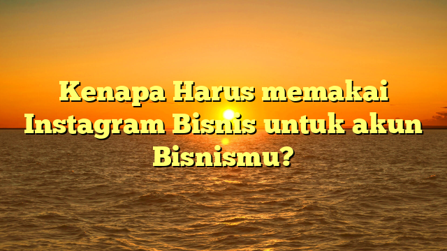 Kenapa Harus memakai Instagram Bisnis untuk akun Bisnismu?